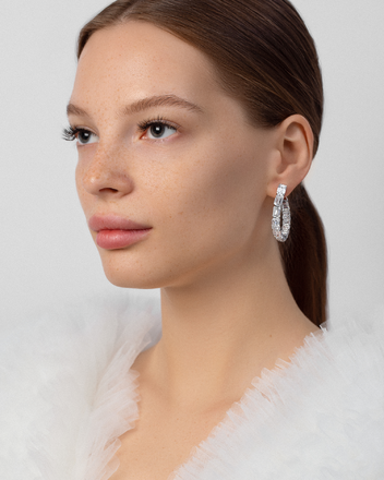 Пусеты с бриллиантами, белое золото 2