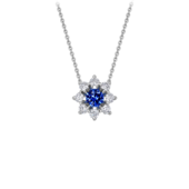 Колье с сапфиром и бриллиантами, белое золото