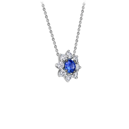 Колье с сапфиром и бриллиантами, белое золото 2