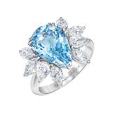 Кольцо с аквамарином и бриллиантами, белое золото