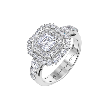 Кольцо с бриллиантами, белое золото