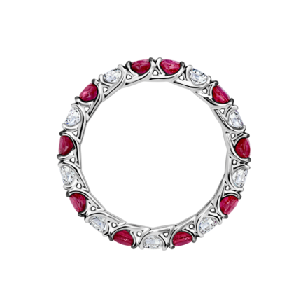 Обручальное кольцо с рубинами и бриллиантами, белое золото 3