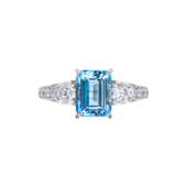 Кольцо с аквамарином и бриллиантами, белое золото