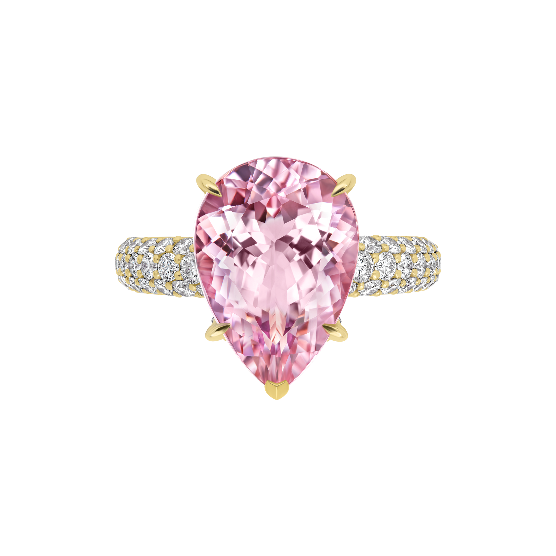 Кольцо с морганитом и бриллиантами, жёлтое золото