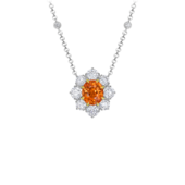 Колье со спессартином и бриллиантами, белое золото