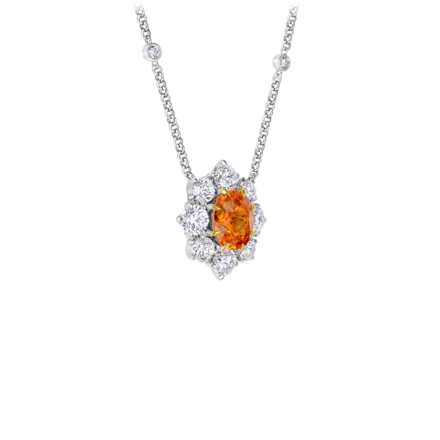 Колье со спессартином и бриллиантами, белое золото 2