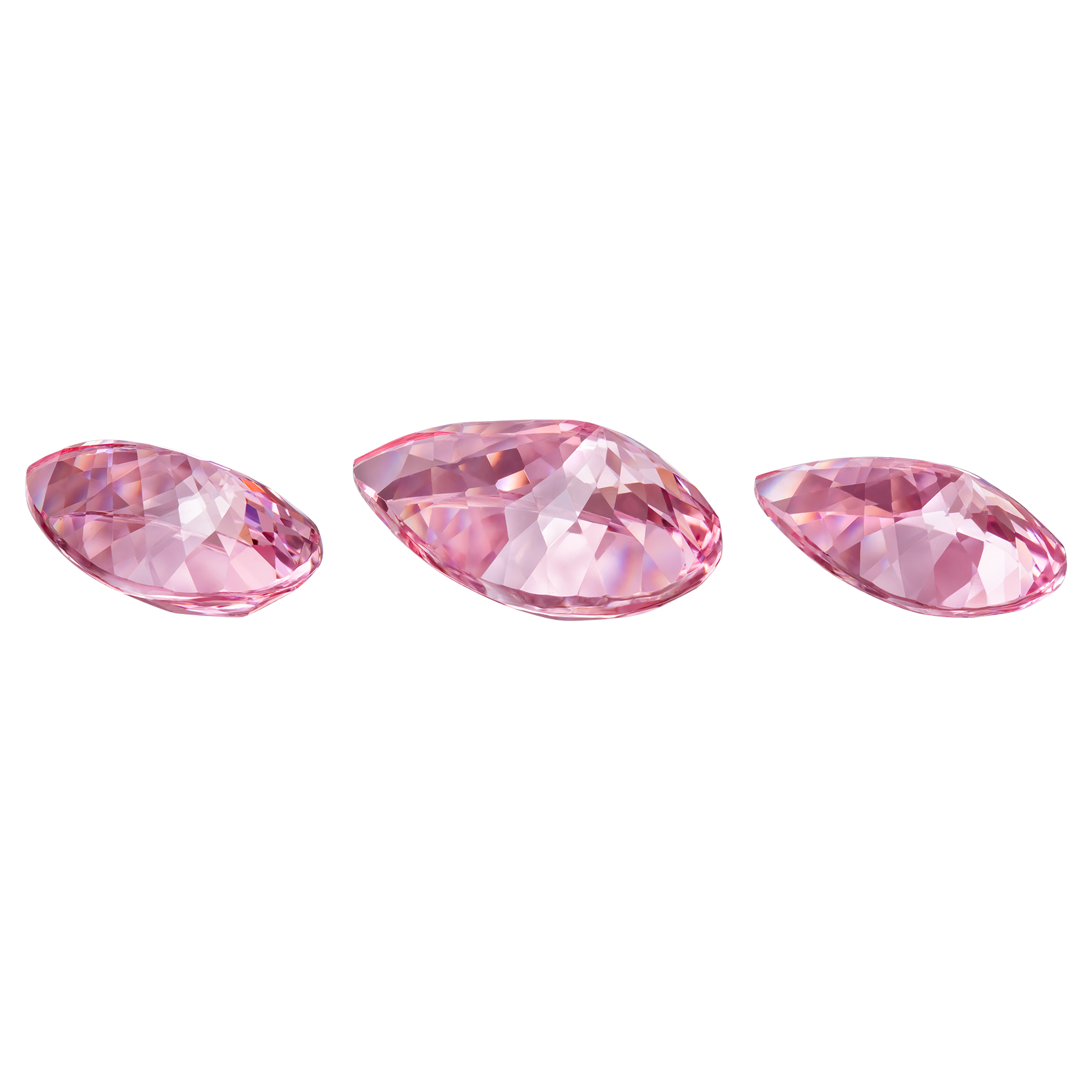 Сет из трех морганитов, Груша, 8,84, 14,34 и 7,2 ct