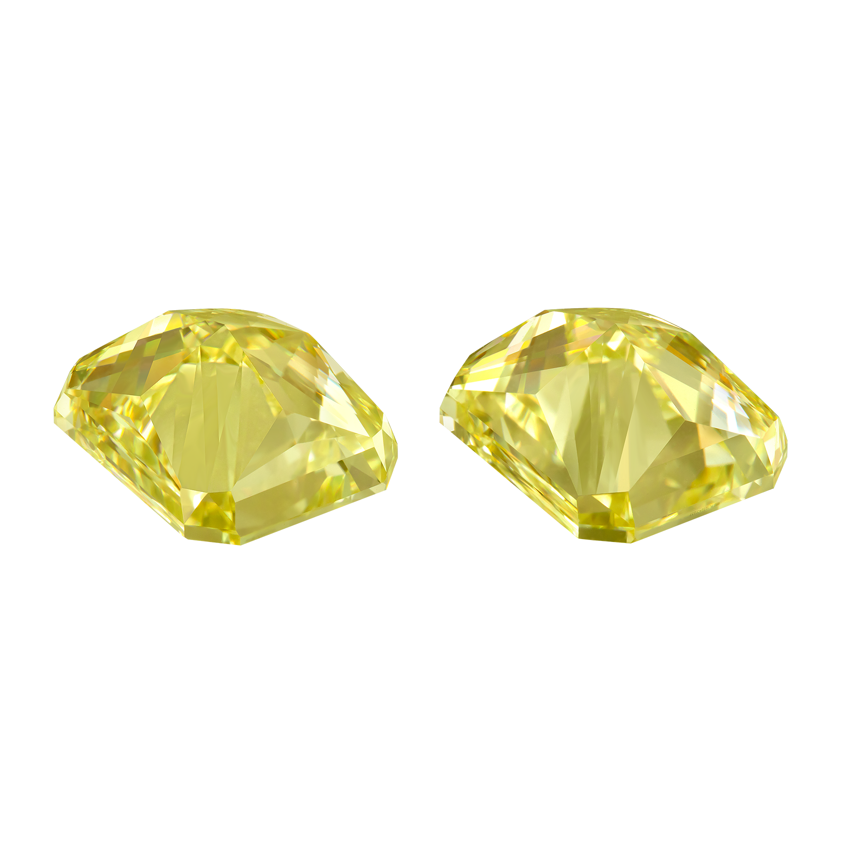 Сет из двух жёлтых бриллиантов, Радиант, 5,03 ct и 5,02 ct