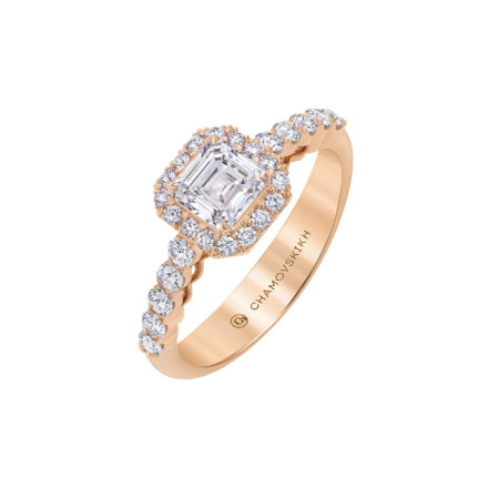 Кольцо с бриллиантами, розовое золото