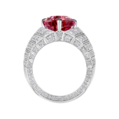 Кольцо с турмалином рубеллитом и бриллиантами, белое золото