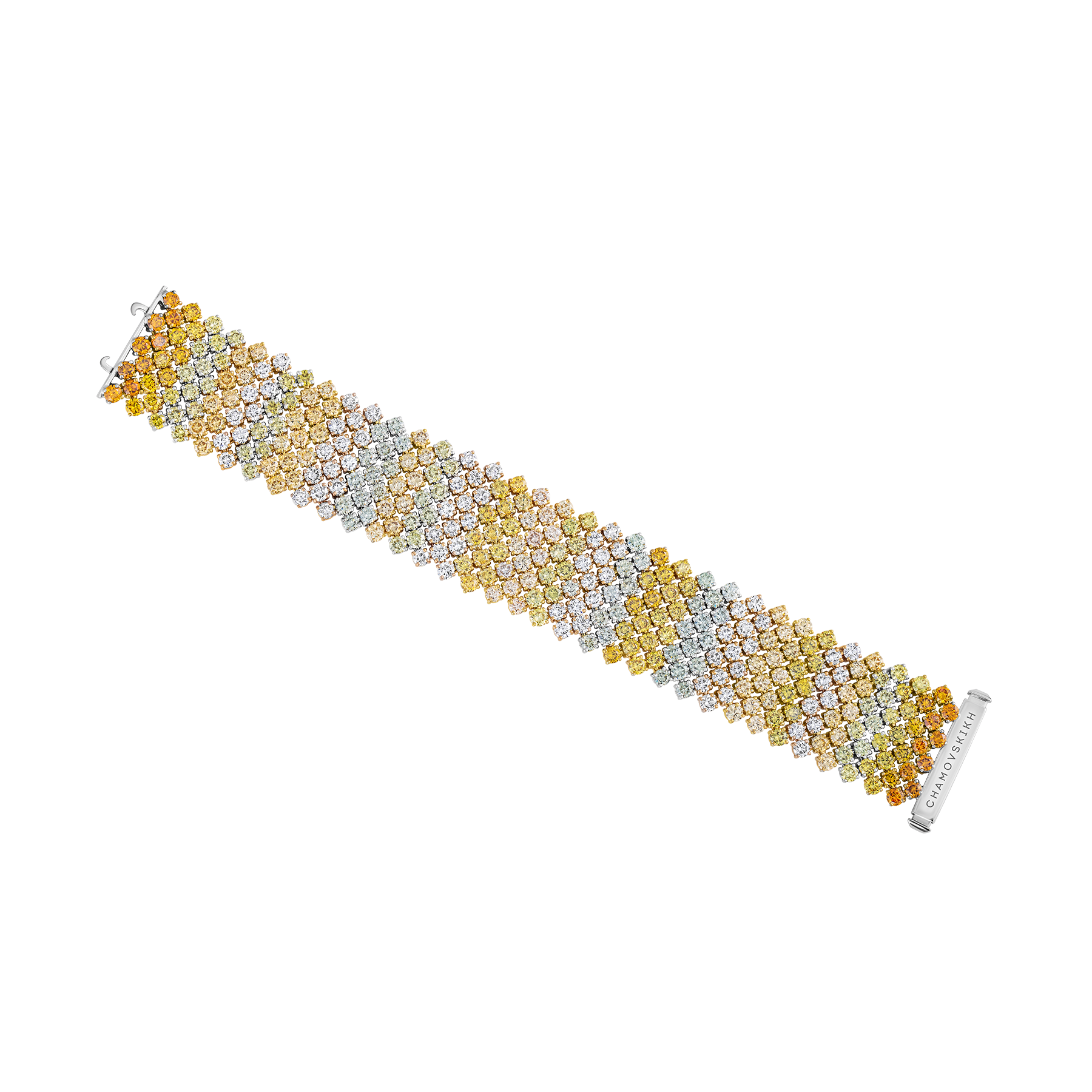 Браслет с бриллиантами, белое и желтое золото