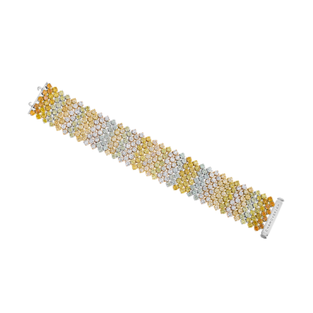 Браслет с бриллиантами, белое и желтое золото