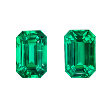 Сет из двух изумрудов ZAMBIA, Октагон, 5,75ct /6,2ct 1