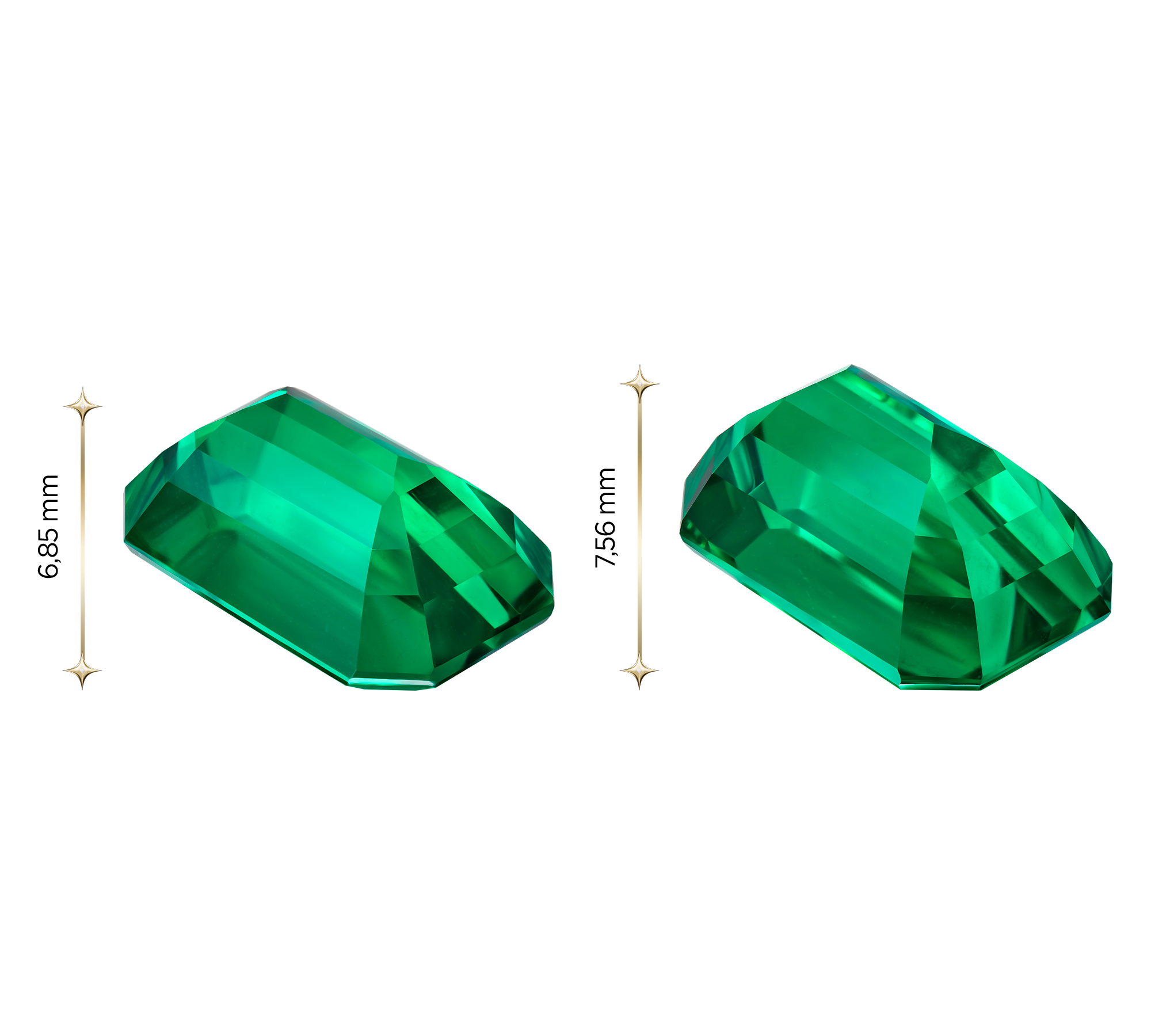 Сет из двух изумрудов ZAMBIA, Октагон, 5,75ct /6,2ct