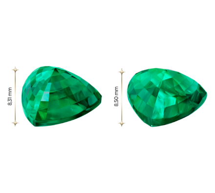 Сет из двух изумрудов ZAMBIA, Триллион, 8,84ct /9,06ct 4