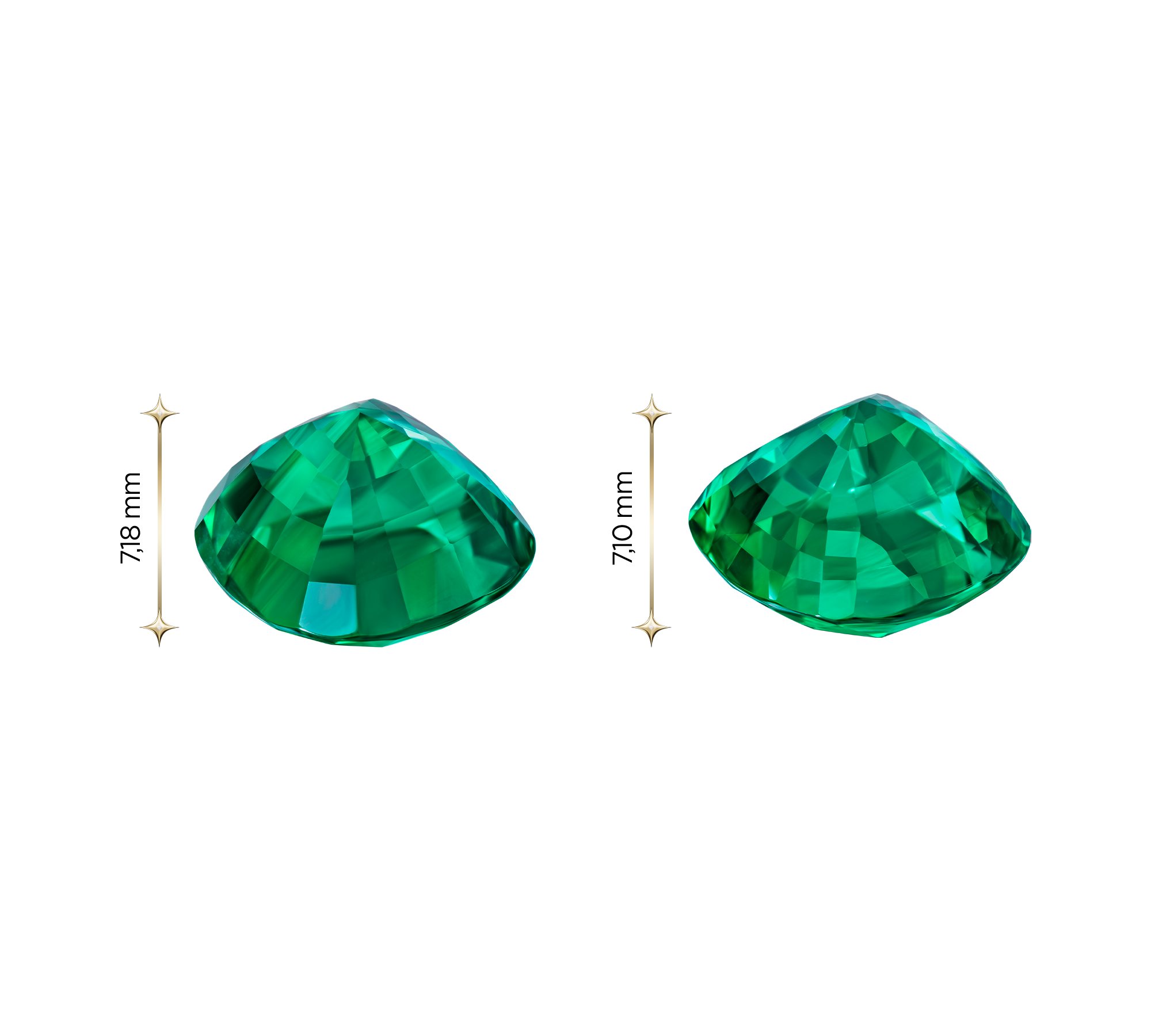 Сет из двух изумрудов, Кушон, 4,24ct/ 4,41ct