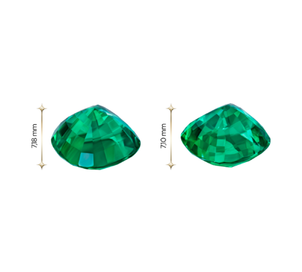 Сет из двух изумрудов, Кушон, 4,24ct/ 4,41ct 4