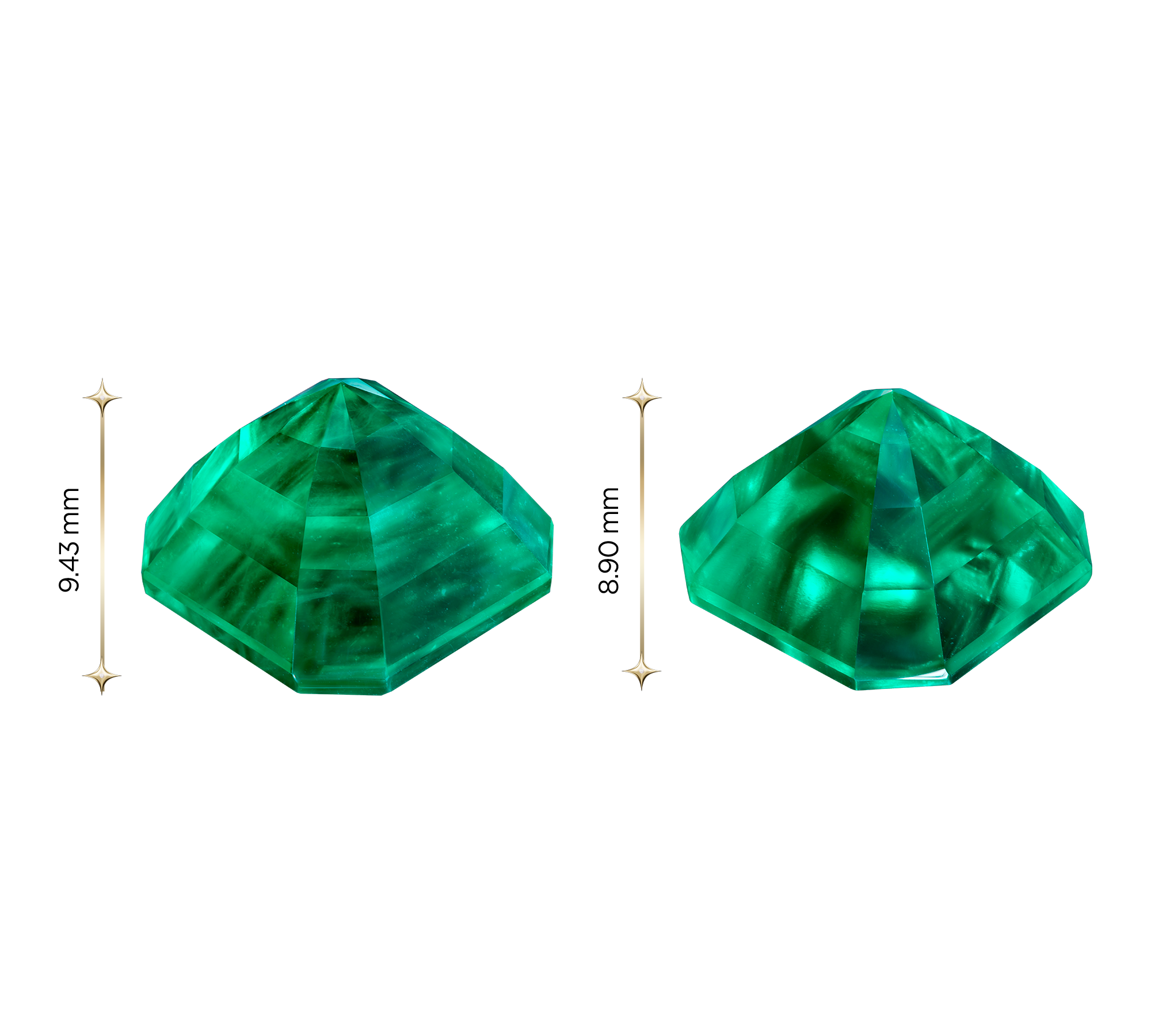 Сет из двух изумрудов Muzo Green, COLOMBIA, Октагон, 9,05ct /8,13ct