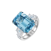 Кольцо с аквамарином и бриллиантами, белое золото