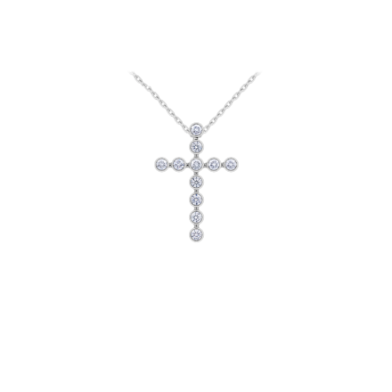 Крест с бриллиантами, белое золото
