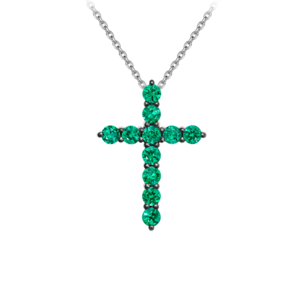 Колье с изумрудами и бриллиантом, белое золото