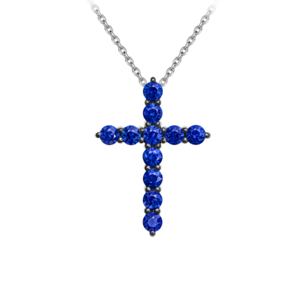 Колье с сапфирами и бриллиантом, белое золото