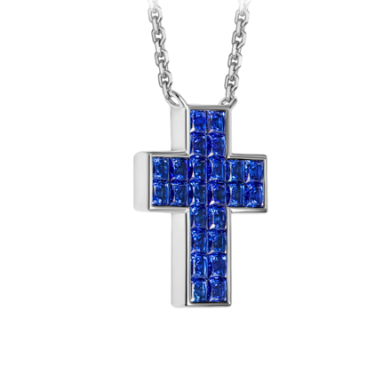 Колье с сапфирами, белое золото 2