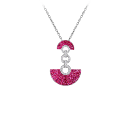 Подвес с рубинами и бриллиантами, белое золото