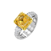 Кольцо с желтым сапфиром и бриллиантами, белое золото