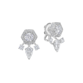 Пусеты - джекеты с бриллиантами, белое золото