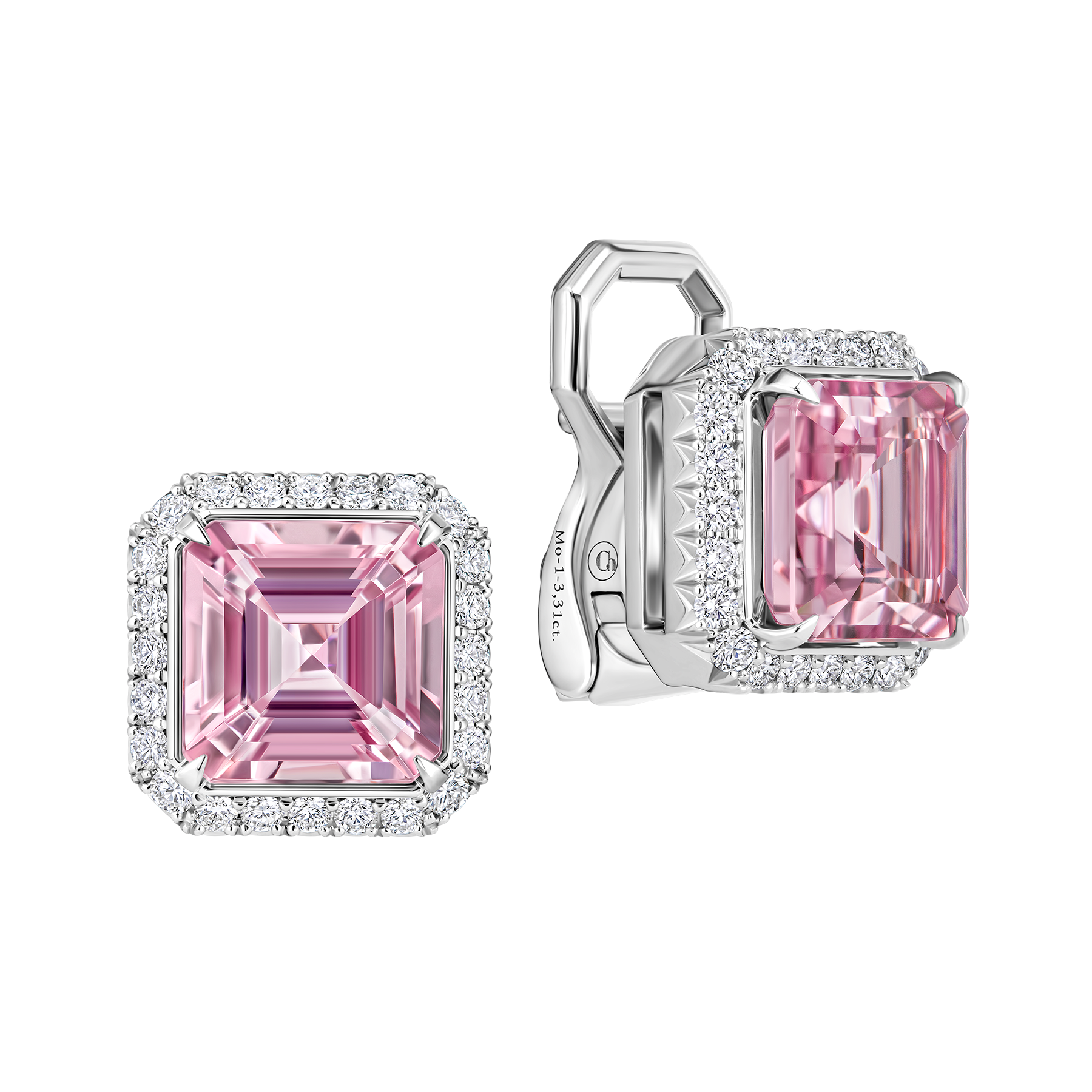 Серьги с морганитами и бриллиантами, белое золото