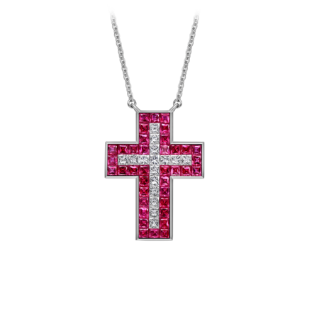Колье с рубинами и бриллиантами белое золото