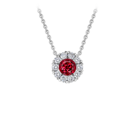 Колье с рубином и бриллиантами, белое золото