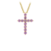 Колье с розовыми сапфирами, желтое золото