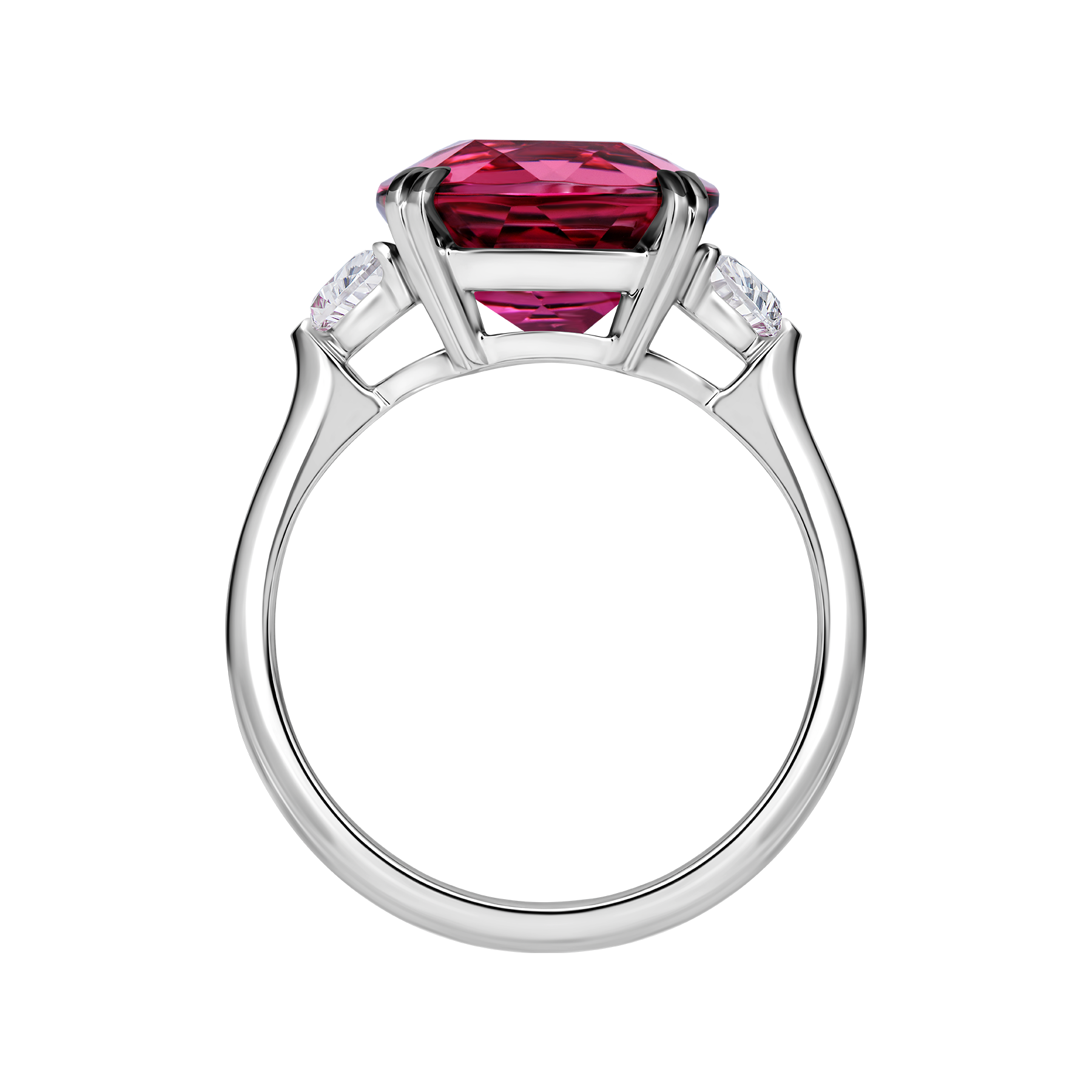 Кольцо с турмалином рубеллитом и бриллиантами, белое золото