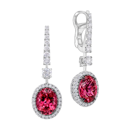 Серьги с турмалинами рубеллитами и бриллиантами, белое золото