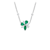 Колье с изумрудами и бриллиантами, белое золото