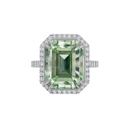 Кольцо с бериллом и бриллиантами, белое золото 2