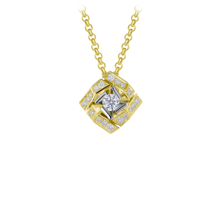 Колье с бриллиантами, желтое золото, нанокерамика