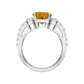 Кольцо с желтым сапфиром и бриллиантами, белое золото