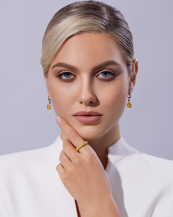 Серьги с желтыми сапфирами и бриллиантами, белое золото 2