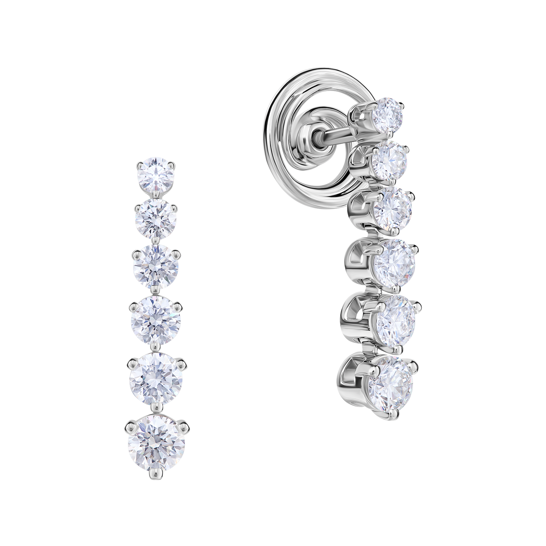 Пусеты с бриллиантами, белое золото