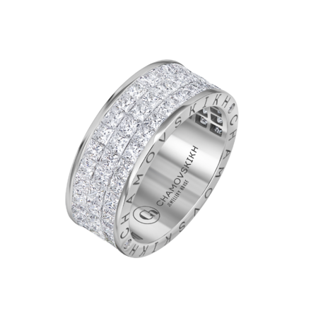 Обручальное кольцо с бриллиантами, белое золото 1