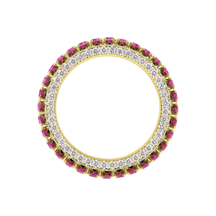 Обручальное кольцо с рубинами и бриллиантами, жёлтое золото 3