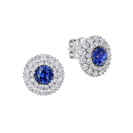 Пусеты с сапфирами и бриллиантами, белое золото 1