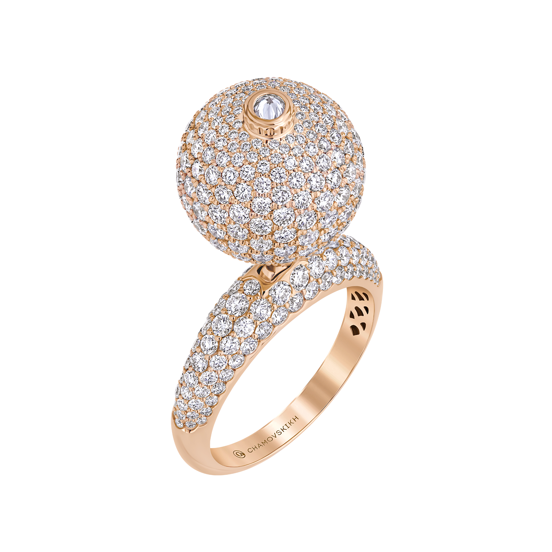 Кольцо с бриллиантами, розовое золото