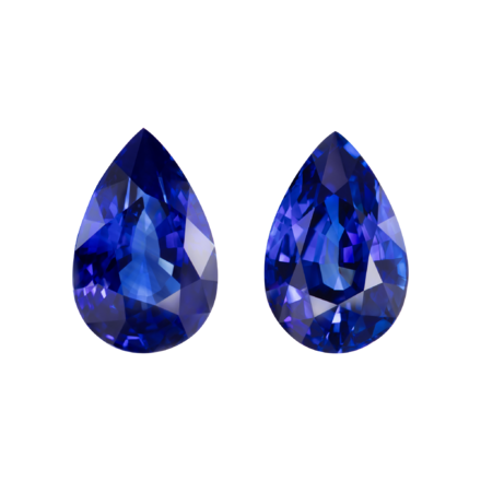 Сет из двух сапфиров, Royal Blue, Sri lanka, Груша, 5,89 ct и 6,52 ct 1