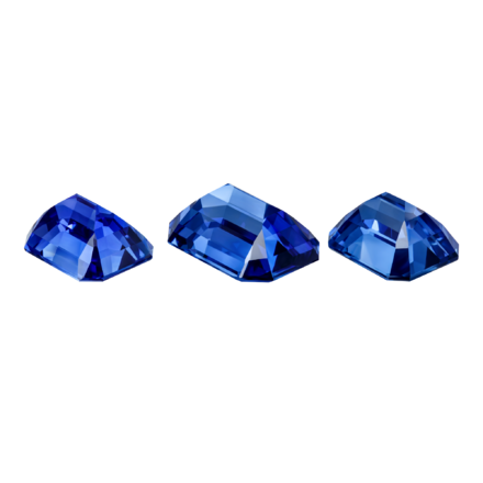 Сет из трех сапфиров, Royal Blue, Sri lanka, Октагон, 14,93 ct, 22,39 ct и 14,37 ct 2