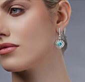 Серьги с турмалинами параиба и бриллиантами, белое золото