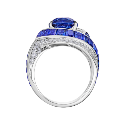 Кольцо с сапфирами и бриллиантами, белое золото 3